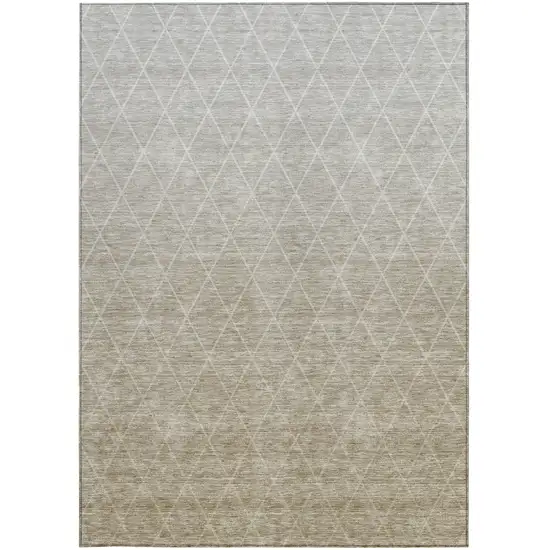 Taupe And Gray Geometric Washable Indoor Outdoor Area Rug Photo 7