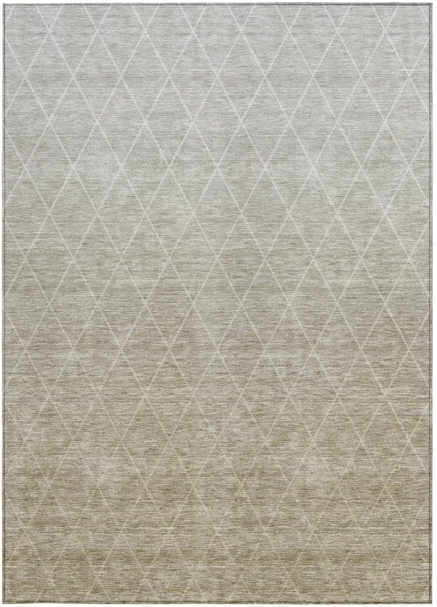 Taupe And Gray Geometric Washable Indoor Outdoor Area Rug Photo 7