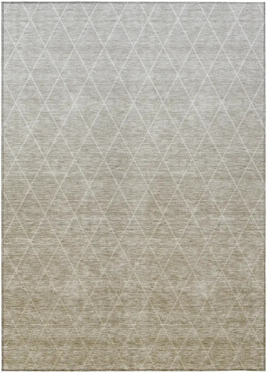 Taupe And Gray Geometric Washable Indoor Outdoor Area Rug Photo 2
