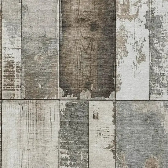 Taupe And Gray Geometric Washable Indoor Outdoor Area Rug Photo 4