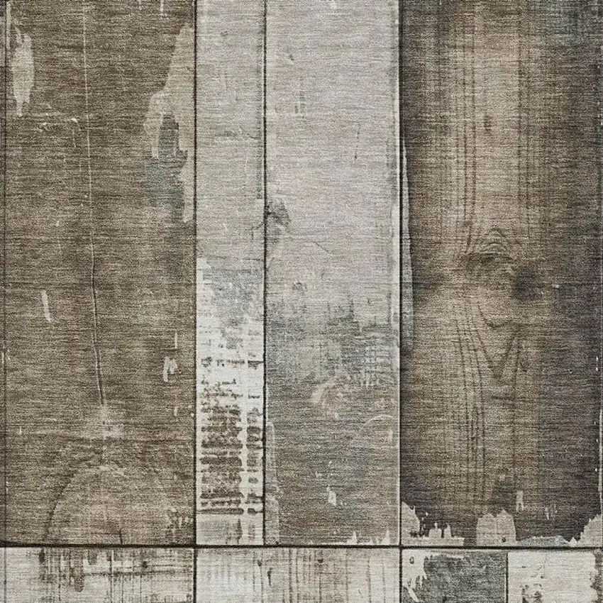 Taupe And Gray Geometric Washable Indoor Outdoor Area Rug Photo 3