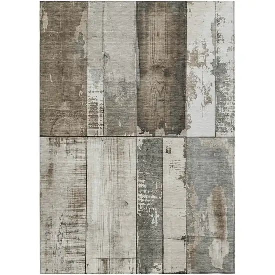 Taupe And Gray Geometric Washable Indoor Outdoor Area Rug Photo 9