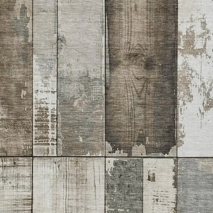 Taupe And Gray Geometric Washable Indoor Outdoor Area Rug Photo 3