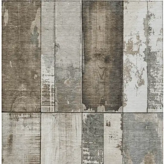 Taupe And Gray Geometric Washable Indoor Outdoor Area Rug Photo 1