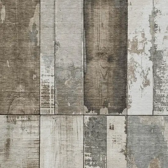 Taupe And Gray Geometric Washable Indoor Outdoor Area Rug Photo 3