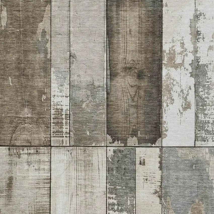 Taupe And Gray Geometric Washable Indoor Outdoor Area Rug Photo 3