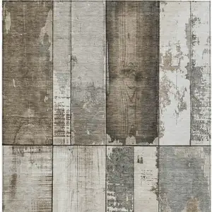 Photo of Taupe And Gray Geometric Washable Indoor Outdoor Area Rug