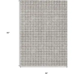 Photo of Taupe And Gray Geometric Washable Indoor Outdoor Area Rug