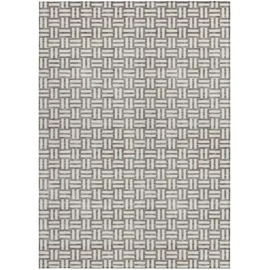 Taupe And Gray Geometric Washable Indoor Outdoor Area Rug Photo 6