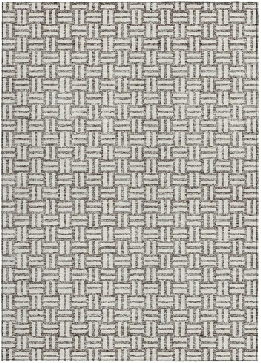 Taupe And Gray Geometric Washable Indoor Outdoor Area Rug Photo 6
