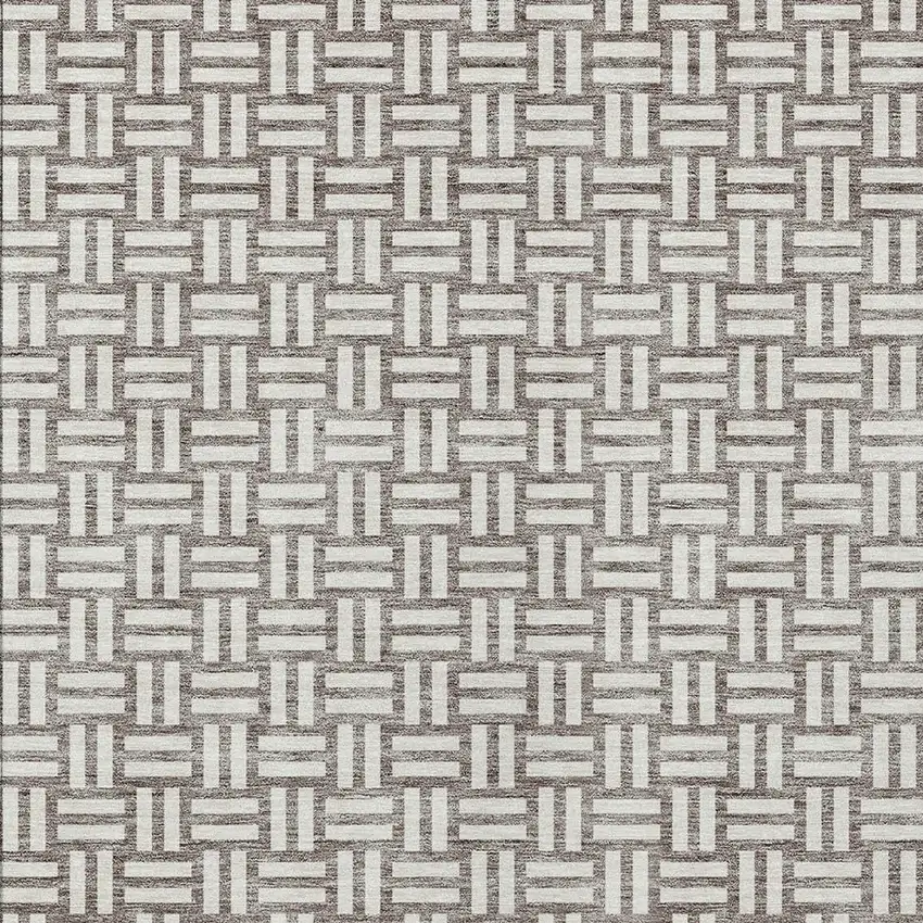 Taupe And Gray Geometric Washable Indoor Outdoor Area Rug Photo 6