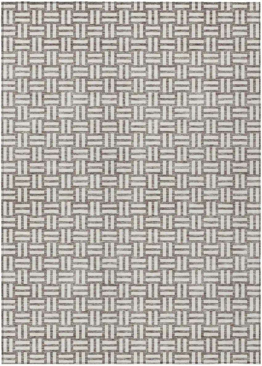 Taupe And Gray Geometric Washable Indoor Outdoor Area Rug Photo 2