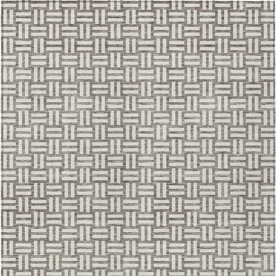 Taupe And Gray Geometric Washable Indoor Outdoor Area Rug Photo 7