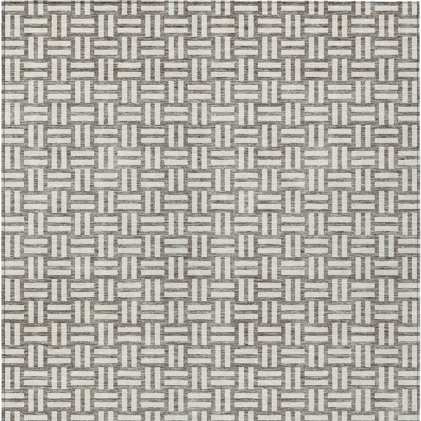 Taupe And Gray Geometric Washable Indoor Outdoor Area Rug Photo 7
