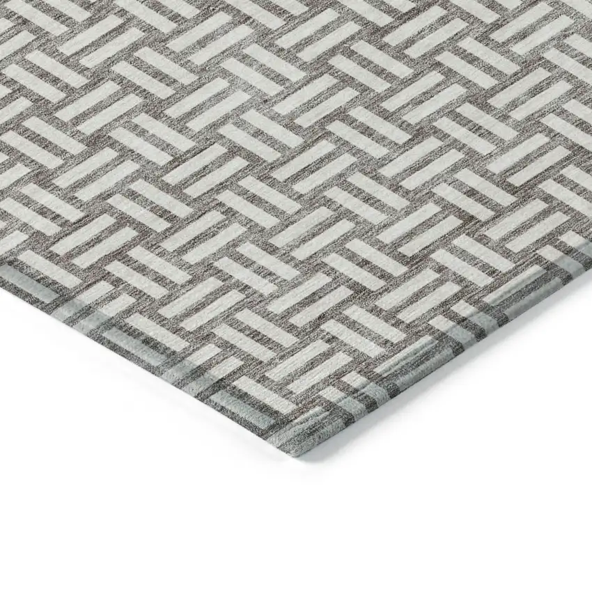 Taupe And Gray Geometric Washable Indoor Outdoor Area Rug Photo 4