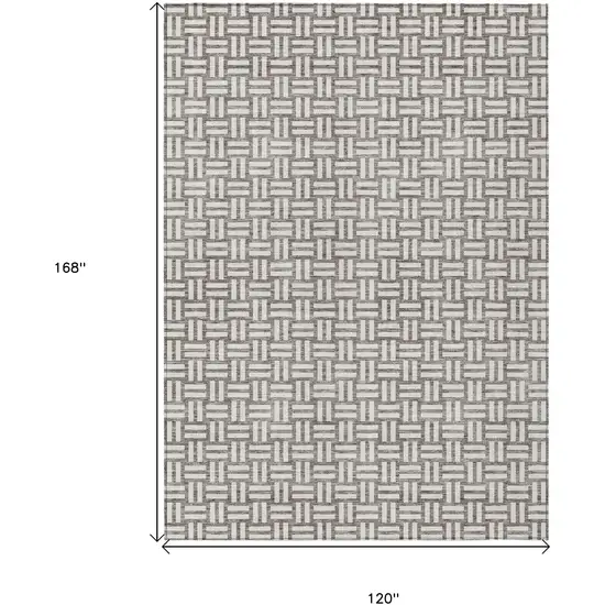 Taupe And Gray Geometric Washable Indoor Outdoor Area Rug Photo 3