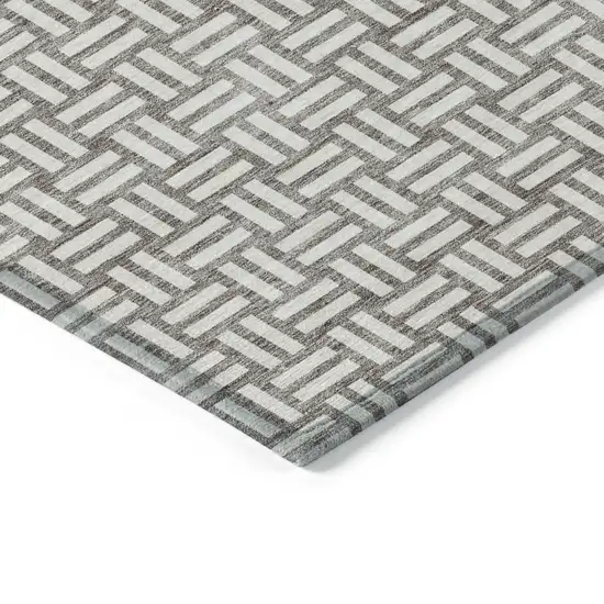 Taupe And Gray Geometric Washable Indoor Outdoor Area Rug Photo 4