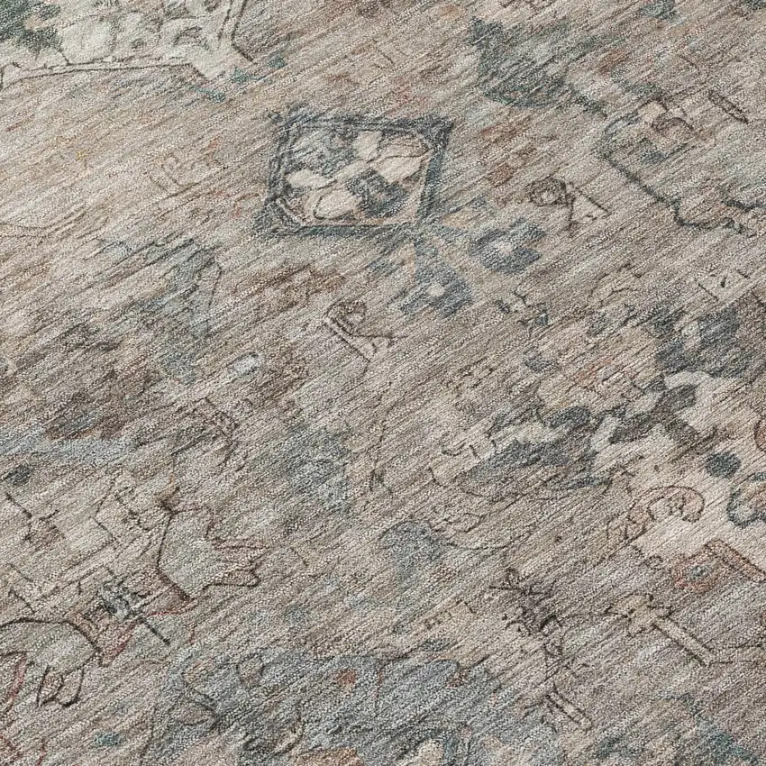 Taupe And Gray Medallion Washable Indoor Outdoor Area Rug Photo 6