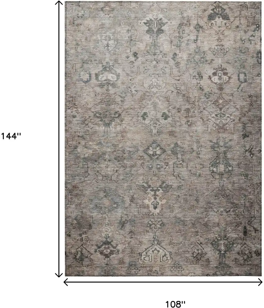 Taupe And Gray Medallion Washable Indoor Outdoor Area Rug Photo 3