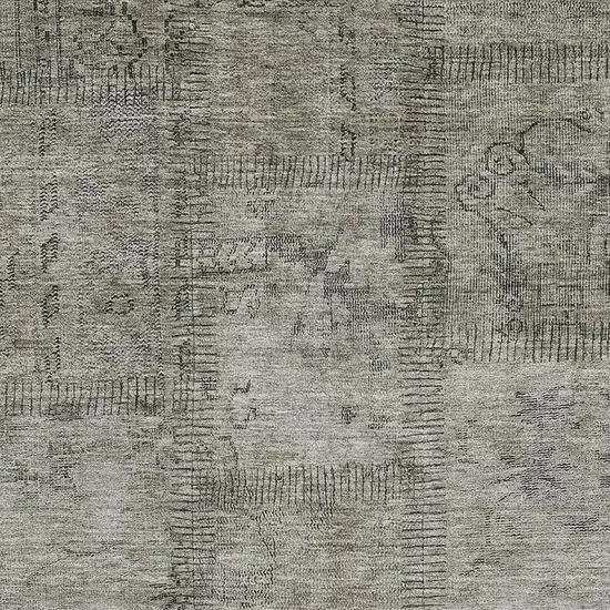 Taupe And Gray Patchwork Washable Area Rug With UV Protection Photo 4