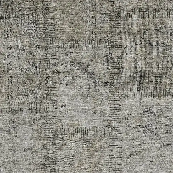 Taupe And Gray Patchwork Washable Area Rug With UV Protection Photo 4