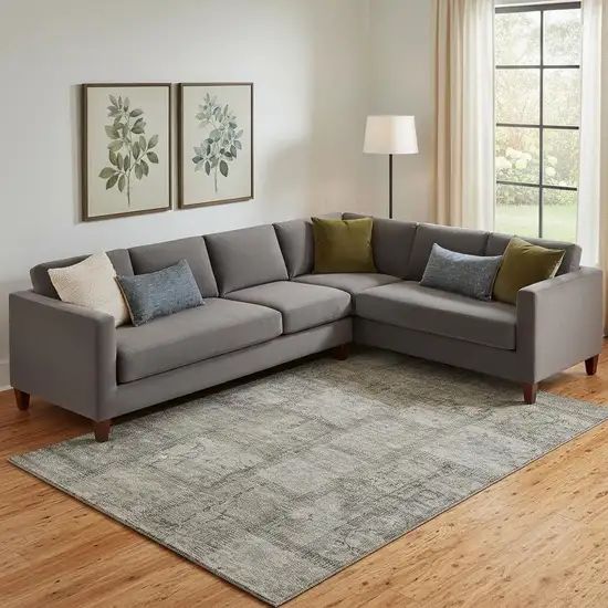 Taupe And Gray Patchwork Washable Area Rug With UV Protection Photo 1