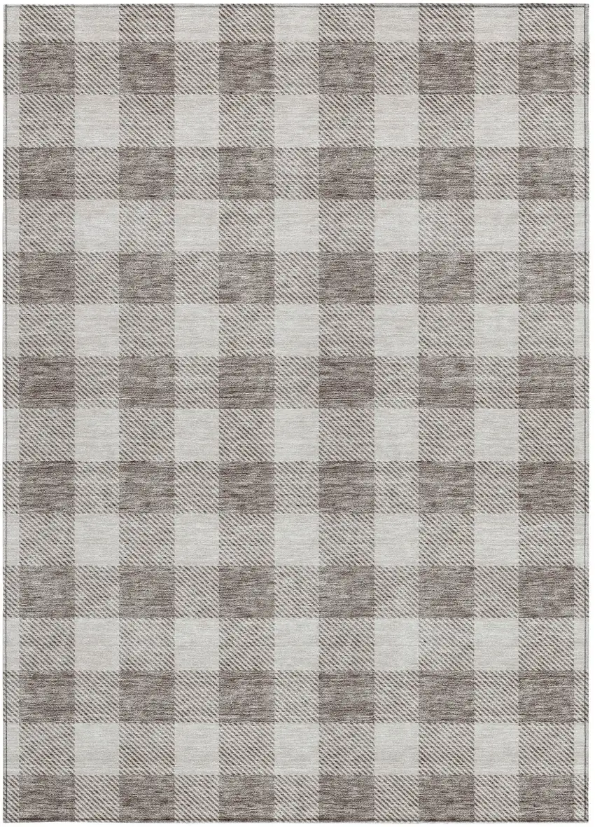 Taupe And Gray Plaid Washable Indoor Outdoor Area Rug Photo 7