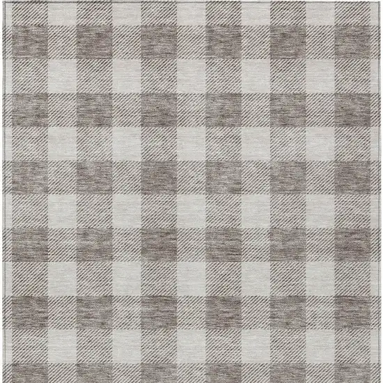 Taupe And Gray Plaid Washable Indoor Outdoor Area Rug Photo 7