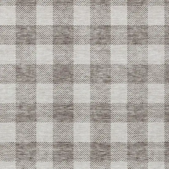 Taupe And Gray Plaid Washable Indoor Outdoor Area Rug Photo 6