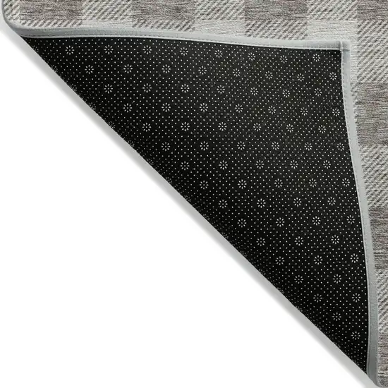 Taupe And Gray Plaid Washable Indoor Outdoor Area Rug Photo 4