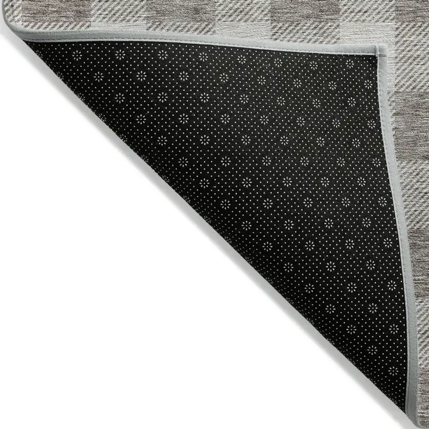 Taupe And Gray Plaid Washable Indoor Outdoor Area Rug Photo 4