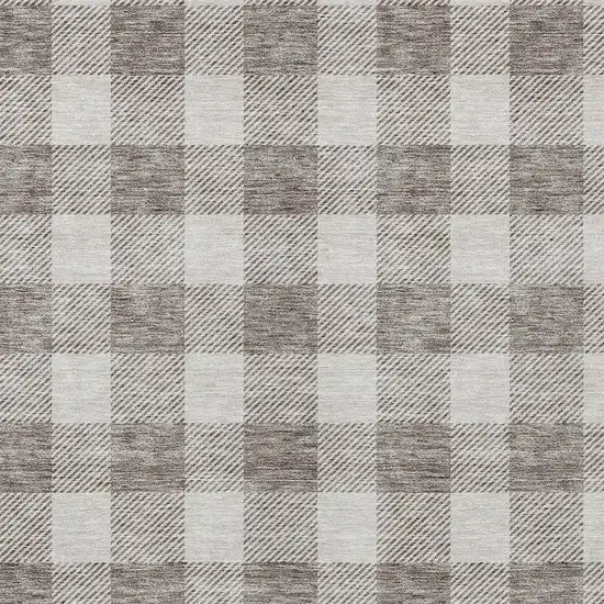 Taupe And Gray Plaid Washable Indoor Outdoor Area Rug Photo 6