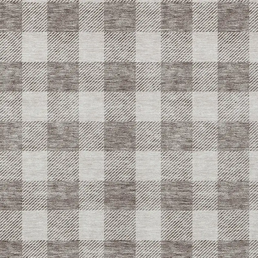 Taupe And Gray Plaid Washable Indoor Outdoor Area Rug Photo 6