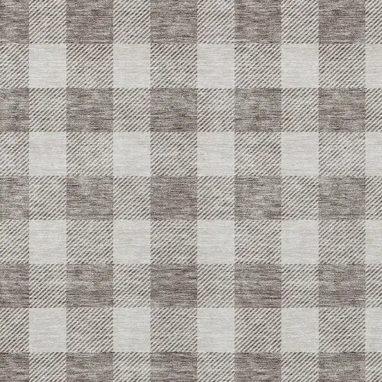 Taupe And Gray Plaid Washable Indoor Outdoor Area Rug Photo 6