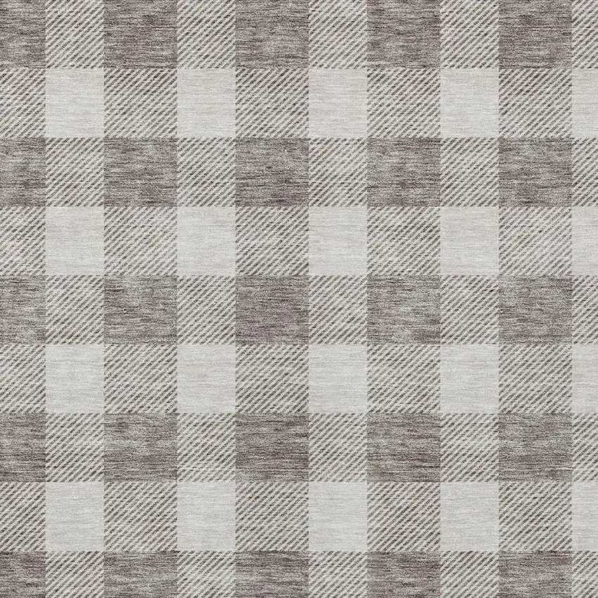 Taupe And Gray Plaid Washable Indoor Outdoor Area Rug Photo 6