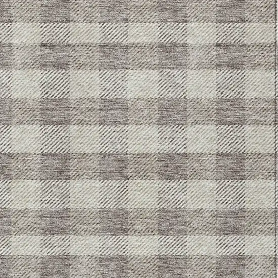 Taupe And Gray Plaid Washable Indoor Outdoor Area Rug Photo 6