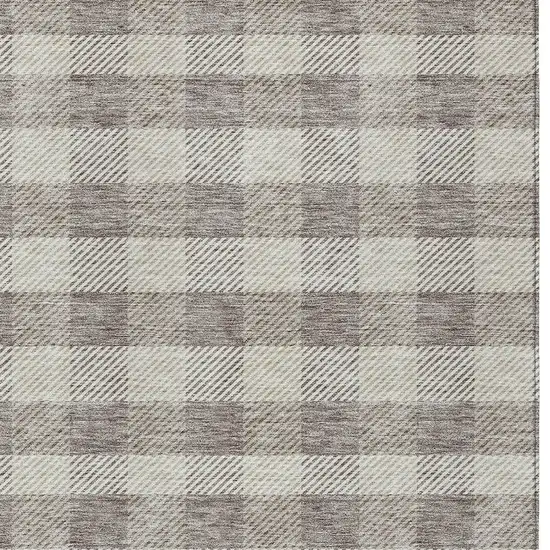 Taupe And Gray Plaid Washable Indoor Outdoor Area Rug Photo 6