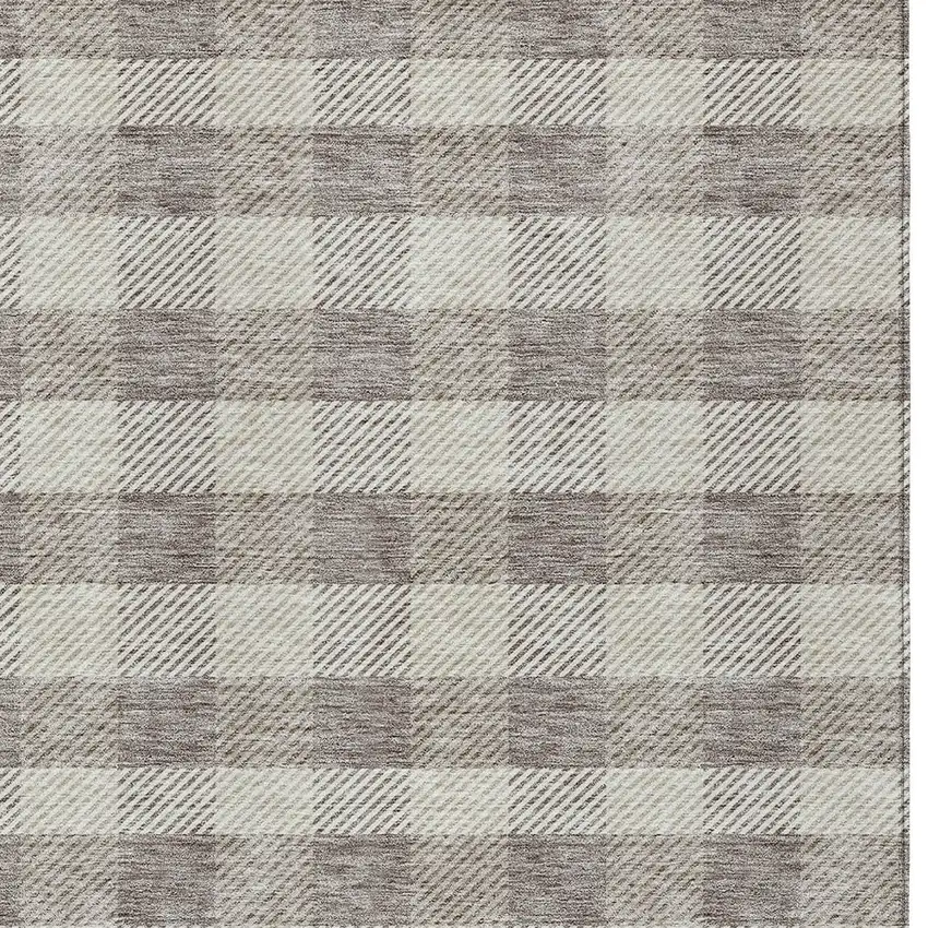 Taupe And Gray Plaid Washable Indoor Outdoor Area Rug Photo 6