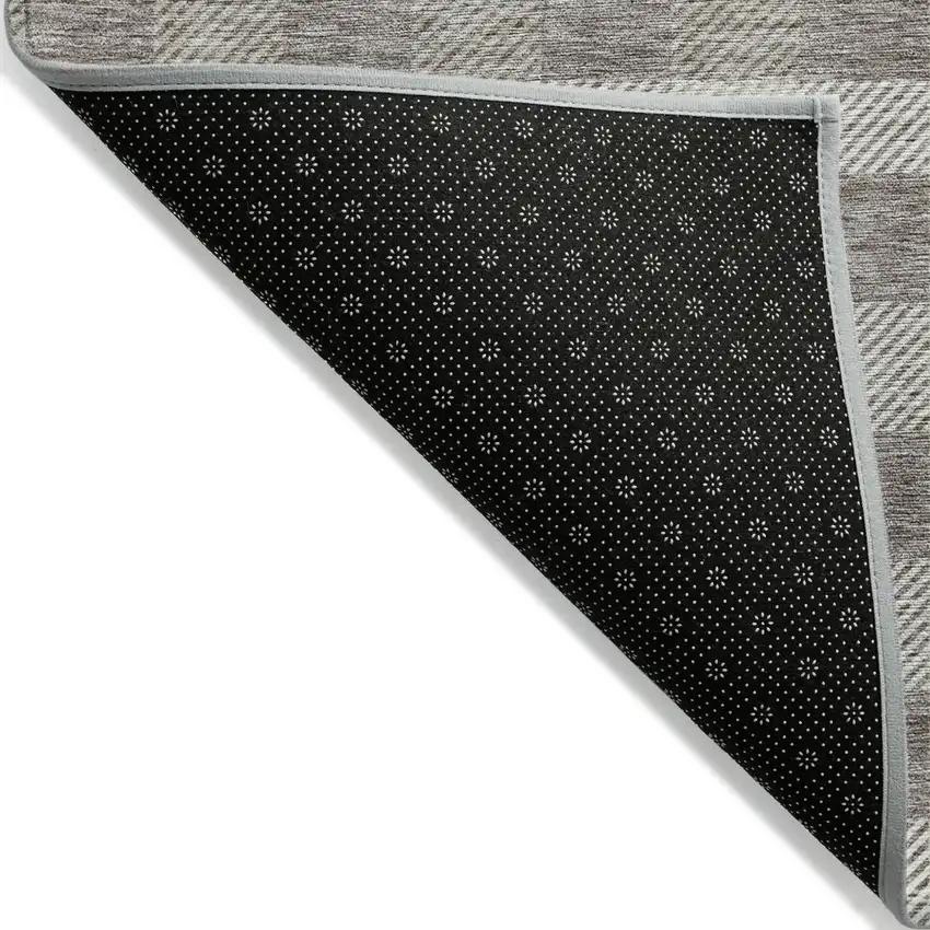 Taupe And Gray Plaid Washable Indoor Outdoor Area Rug Photo 4