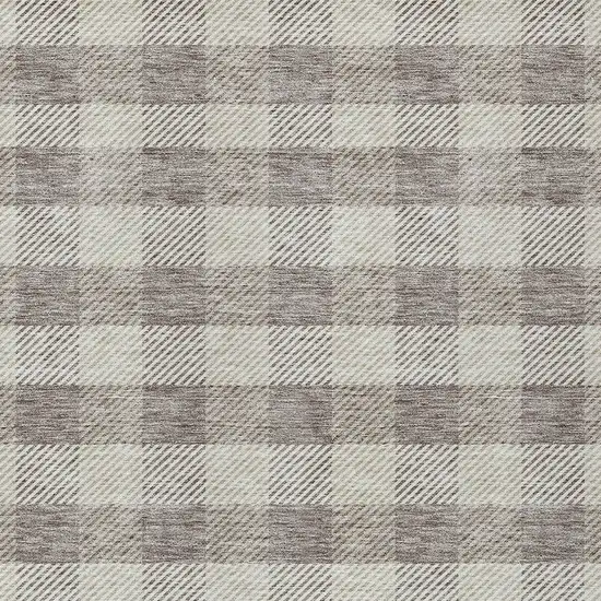 Taupe And Gray Plaid Washable Indoor Outdoor Area Rug Photo 6