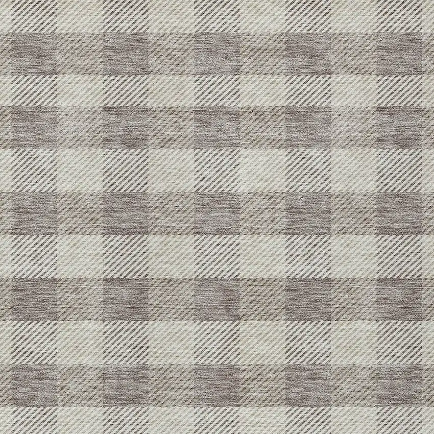 Taupe And Gray Plaid Washable Indoor Outdoor Area Rug Photo 6