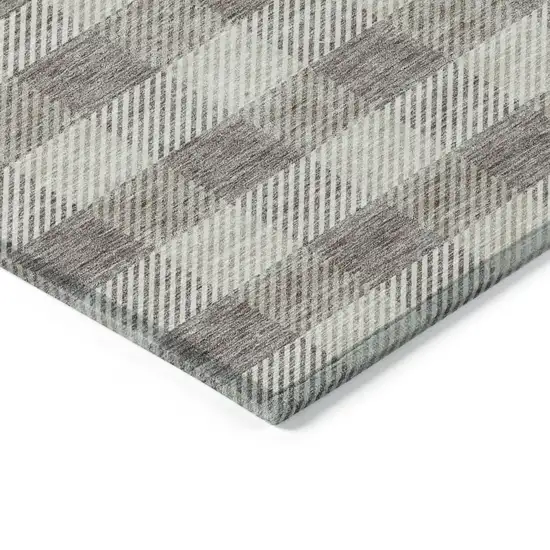 Taupe And Gray Plaid Washable Indoor Outdoor Area Rug Photo 5