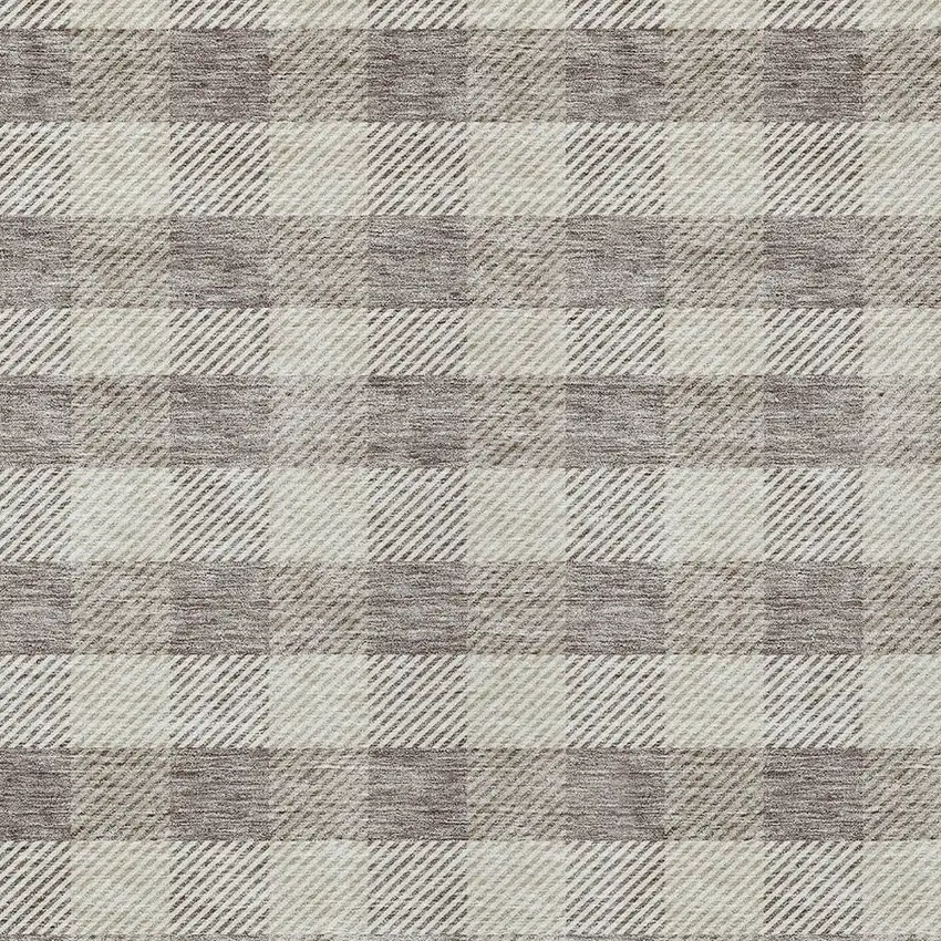 Taupe And Gray Plaid Washable Indoor Outdoor Area Rug Photo 6