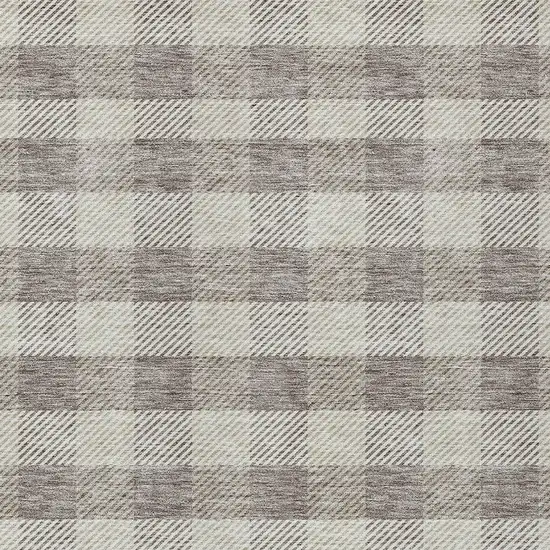 Taupe And Gray Plaid Washable Indoor Outdoor Area Rug Photo 6