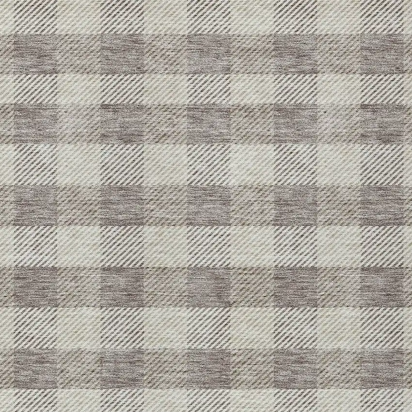 Taupe And Gray Plaid Washable Indoor Outdoor Area Rug Photo 6
