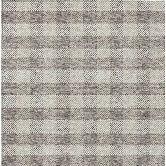 Taupe And Gray Plaid Washable Indoor Outdoor Area Rug Photo 7