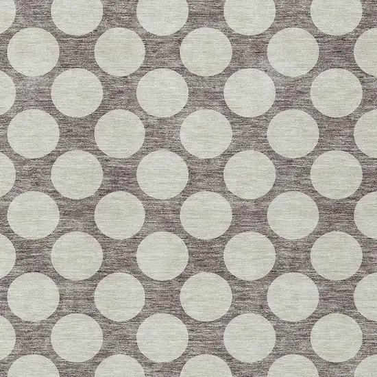 Taupe And Gray Polka Dot Washable Indoor Outdoor Area Rug Photo 6
