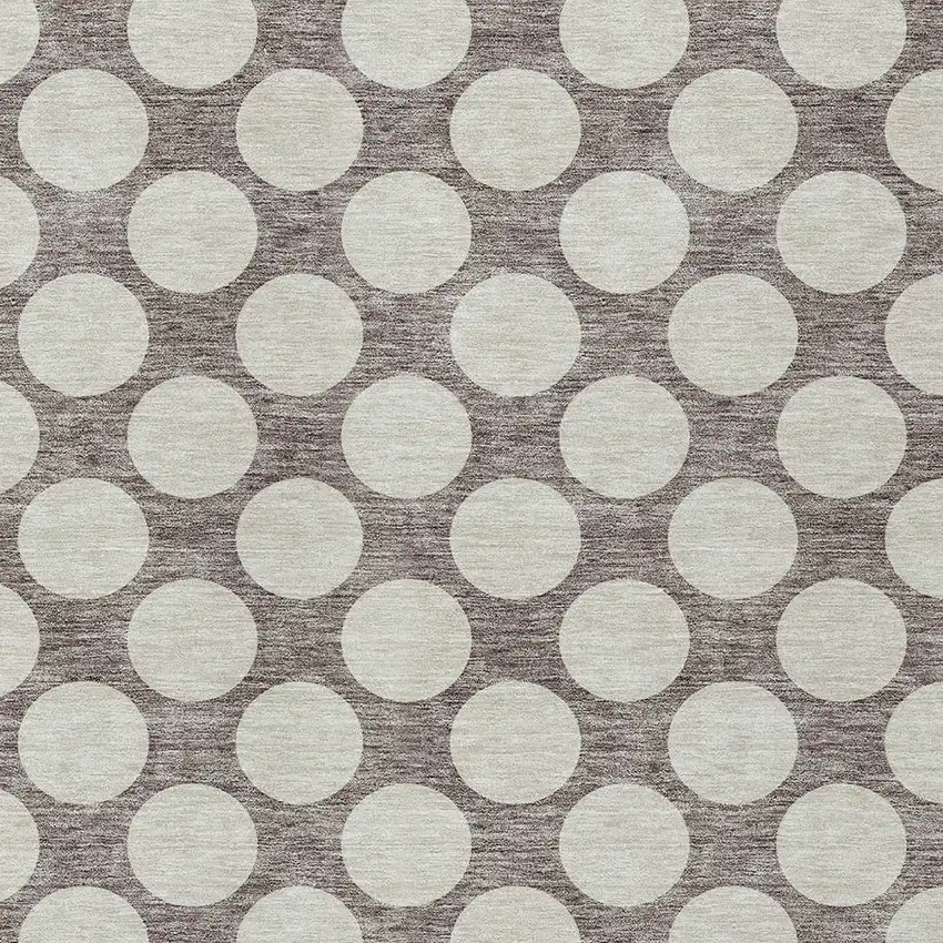 Taupe And Gray Polka Dot Washable Indoor Outdoor Area Rug Photo 6