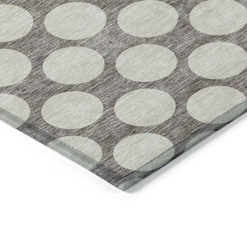 Taupe And Gray Polka Dot Washable Indoor Outdoor Area Rug Photo 5