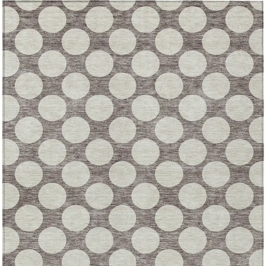 Taupe And Gray Polka Dot Washable Indoor Outdoor Area Rug Photo 7